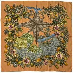 HERMES Cream Silk Scarf